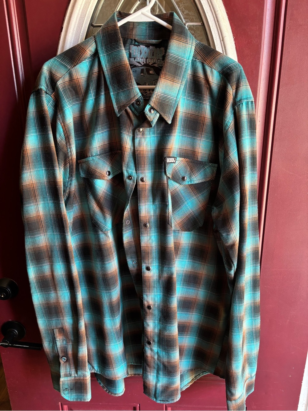 DIXXON Turquoise and Brown Plaid Snap-Front Shirt